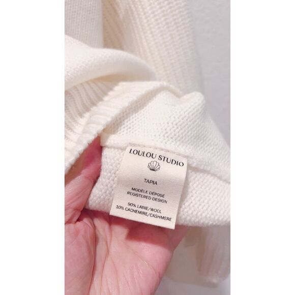 LOULOU STUDIO Tapia Wool Cashmere Sweater in cream Large - Picture 8 of 10